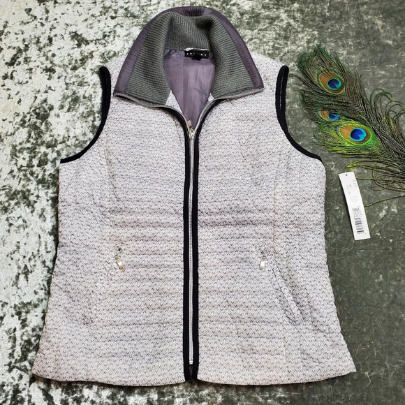 Tribal Gray Fleece Collar Front Zip Vest - Picture 1 of 7